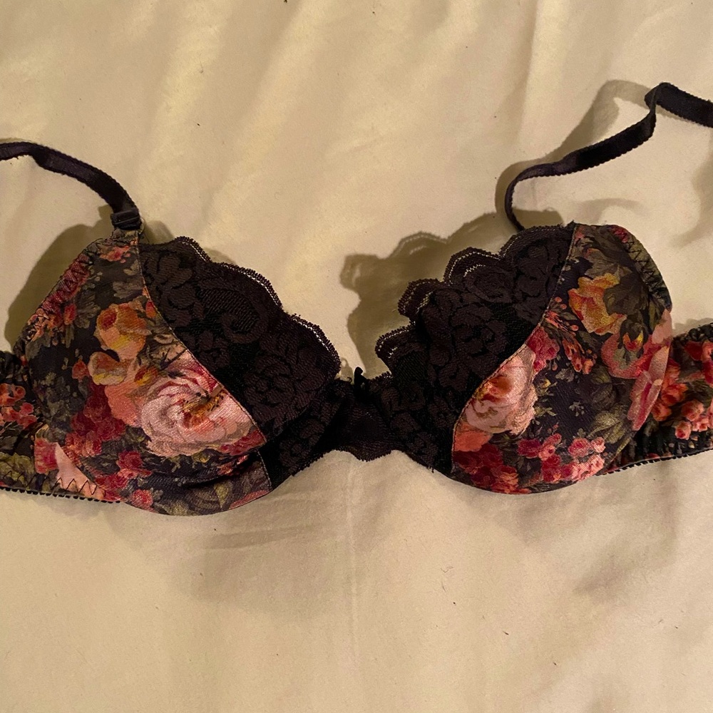 Floral, unlined bra.